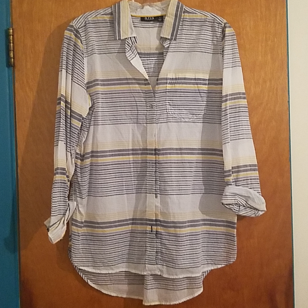 Horizontal Blue Striped Button Down